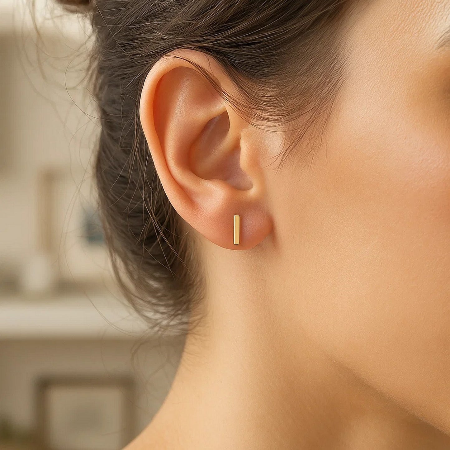 14K Yellow Gold Yours Truly Initial I Stud Earrings