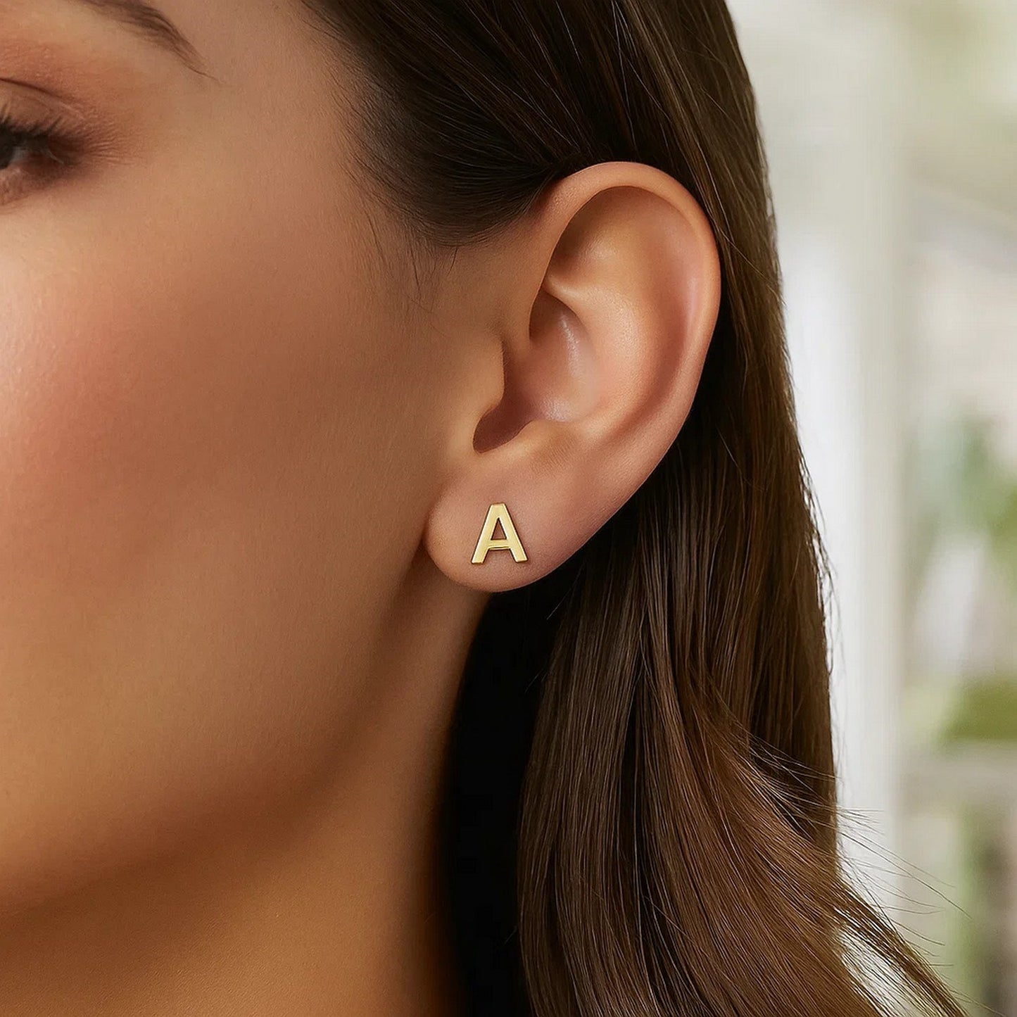 14K Yellow Gold Yours Truly Initial A Stud Earrings