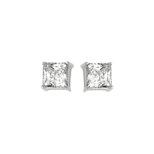 Sterling Silver Princess CZ Stud Earrings (6.00 mm)