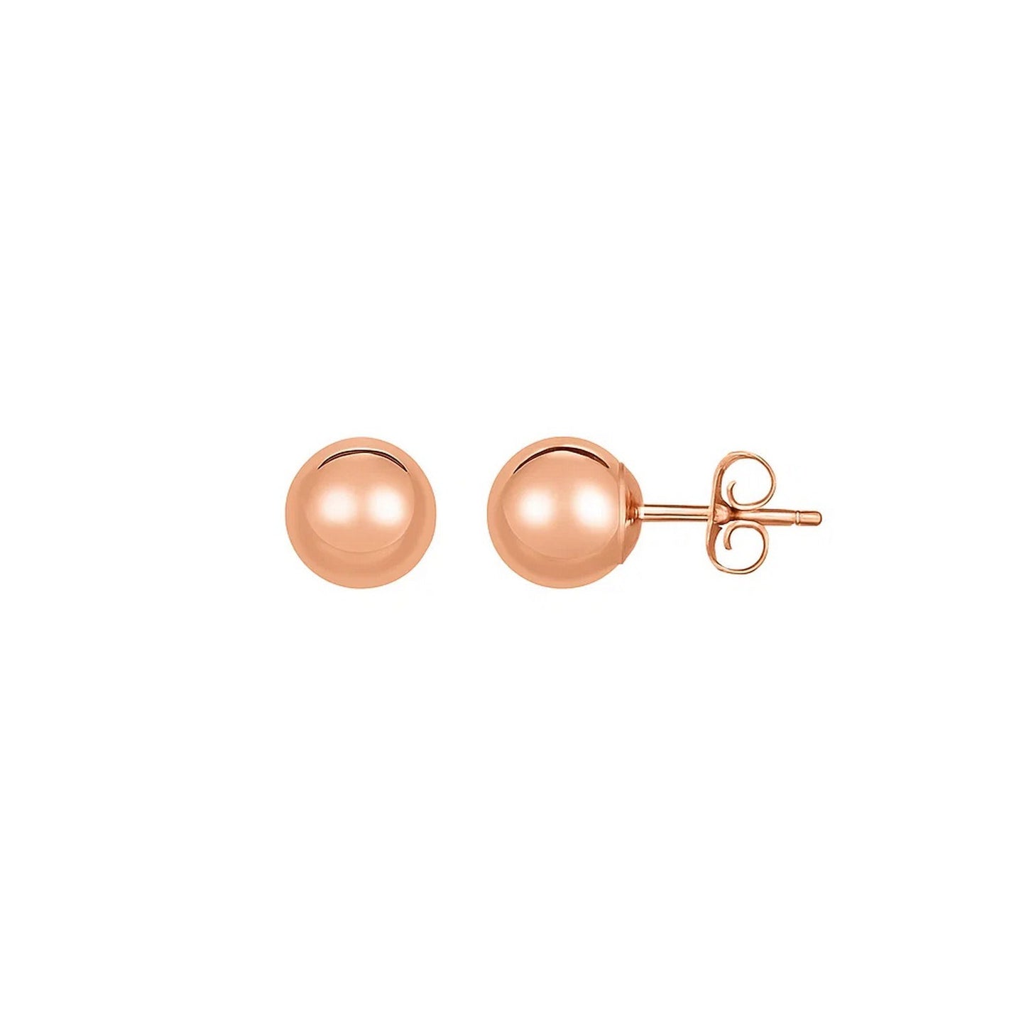 Classic Round Stud Earrings in 14k Rose Gold (7.00 mm)
