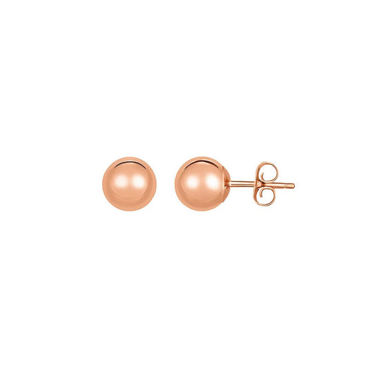 Classic Round Stud Earrings in 14k Rose Gold (7.00 mm)