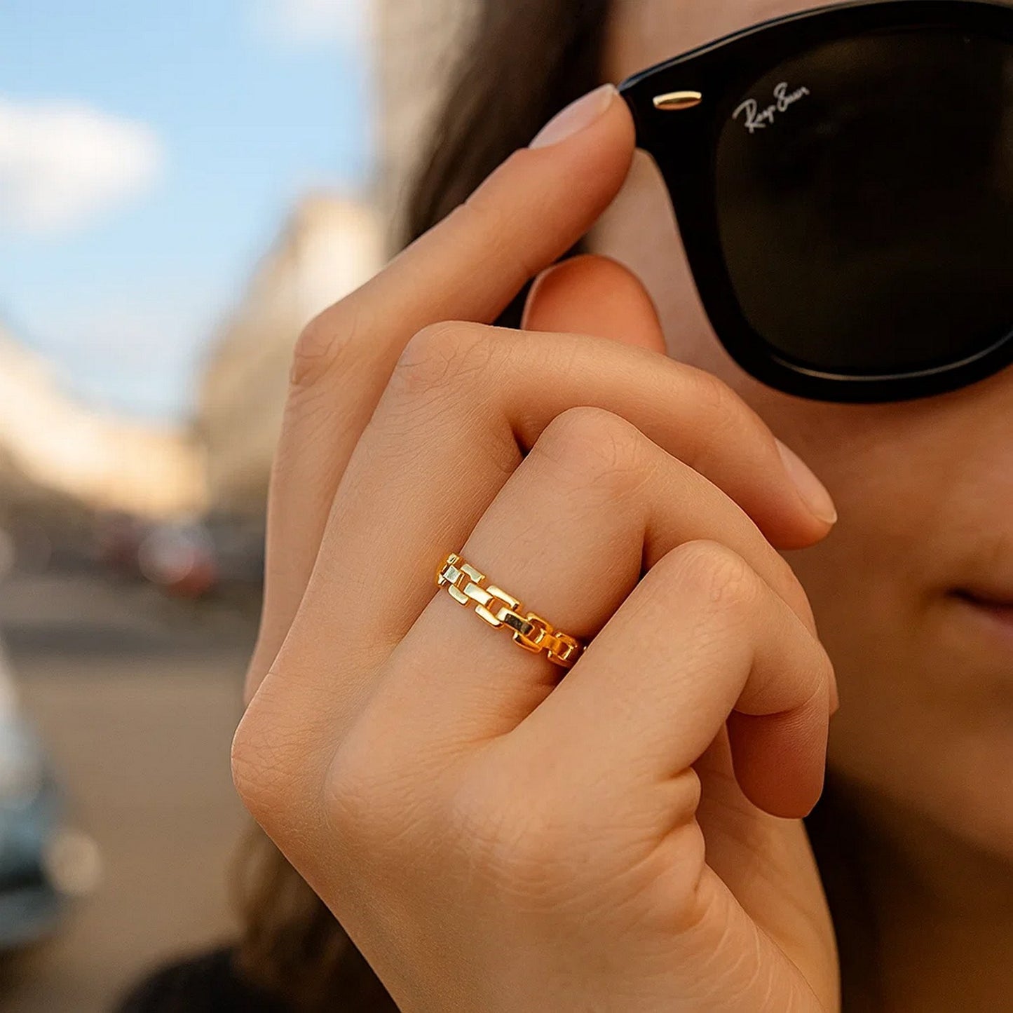 14k Yellow Gold Chain Link Ring(1.50 mm)