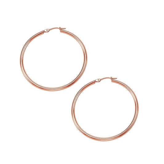 Classic Hoop Earrings in 14K Rose Gold (2x40 mm)