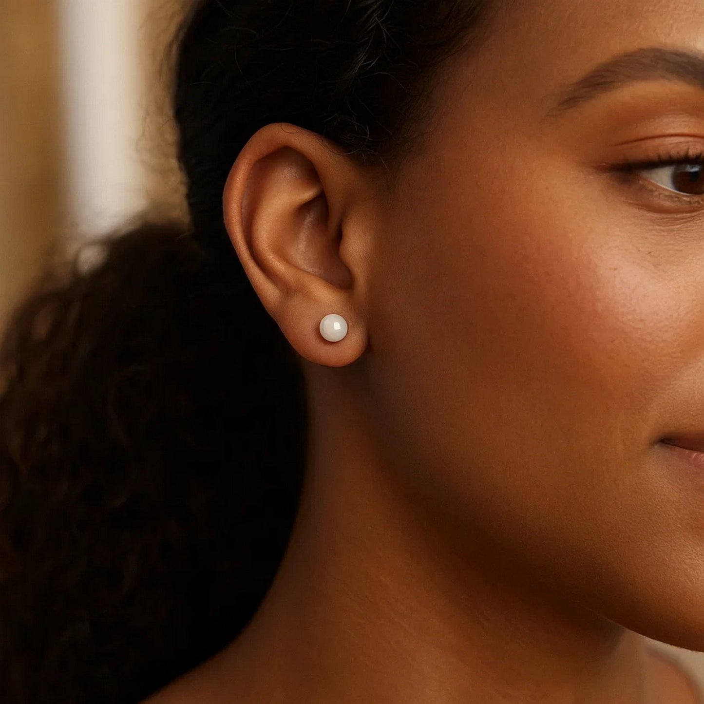 White Freshwater Cultured Pearl Stud Earrings in 14K White Gold (7.00 mm)