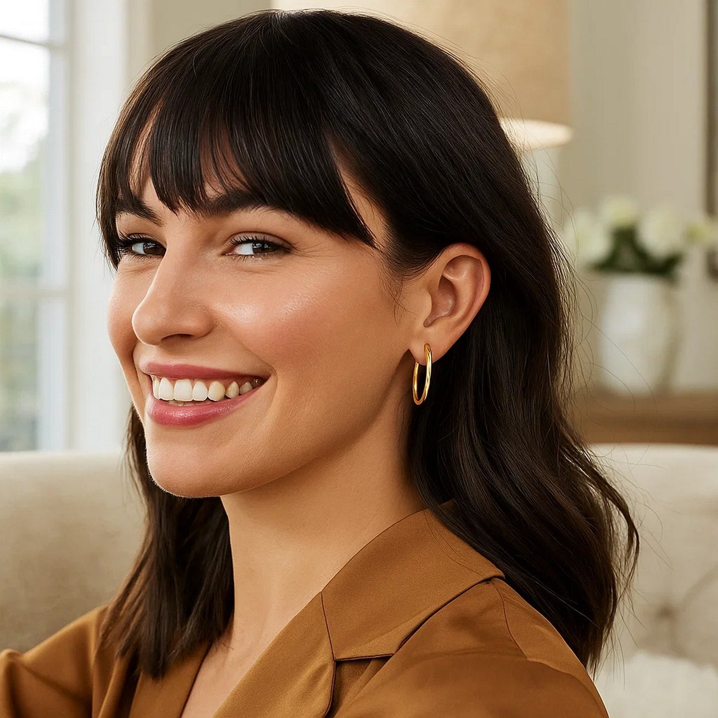 14k Yellow Gold Endless Oval Hoop Earrings(2x25mm)