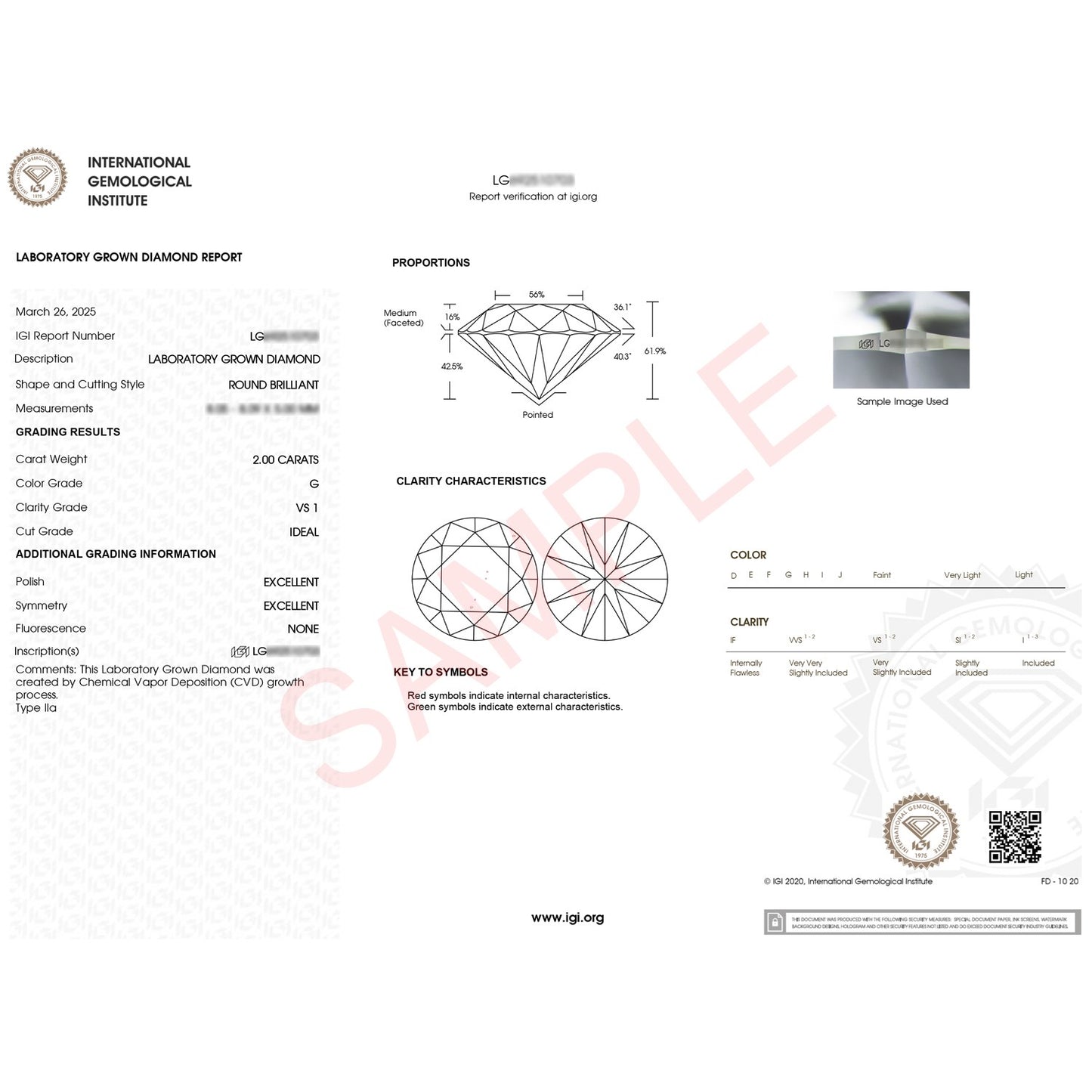 2 Carat Round Lab Grown IGI G/VS1 Diamond Solitaire Ring in 10K White Gold