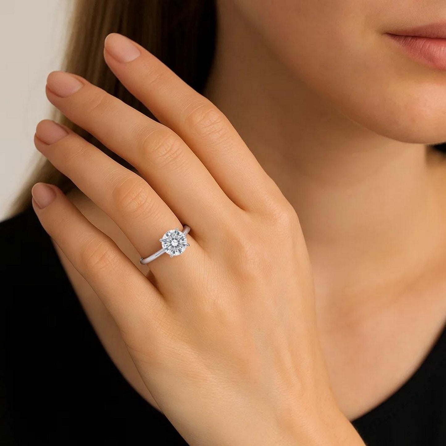 2 Carat Round Lab Grown IGI G/VS1 Diamond Solitaire Ring in 10K White Gold