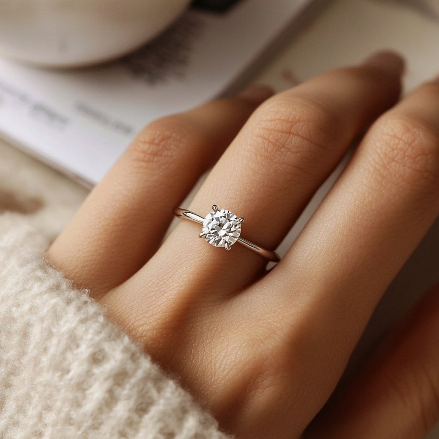 2 Carat Round Lab Grown IGI G/VS1 Diamond Solitaire Ring in 10K White Gold