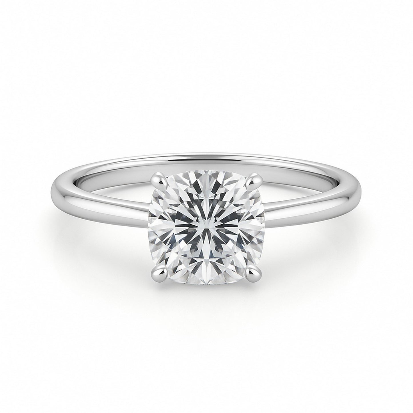 2 Carat Cushion Lab Grown IGI G/VS1 Diamond Solitaire Ring in 14K White Gold