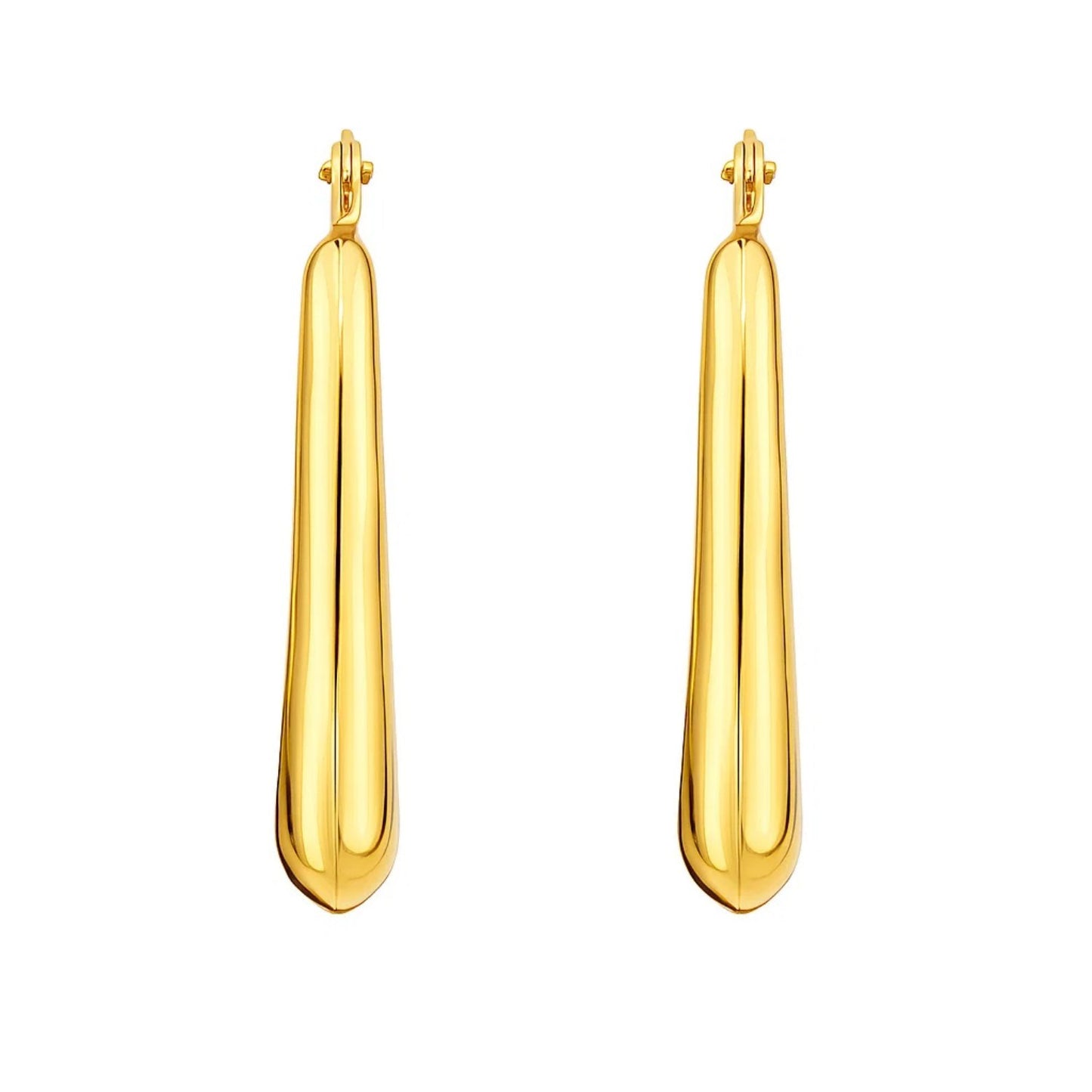 14K Yellow Gold Graduated Oval Hoop Earrings