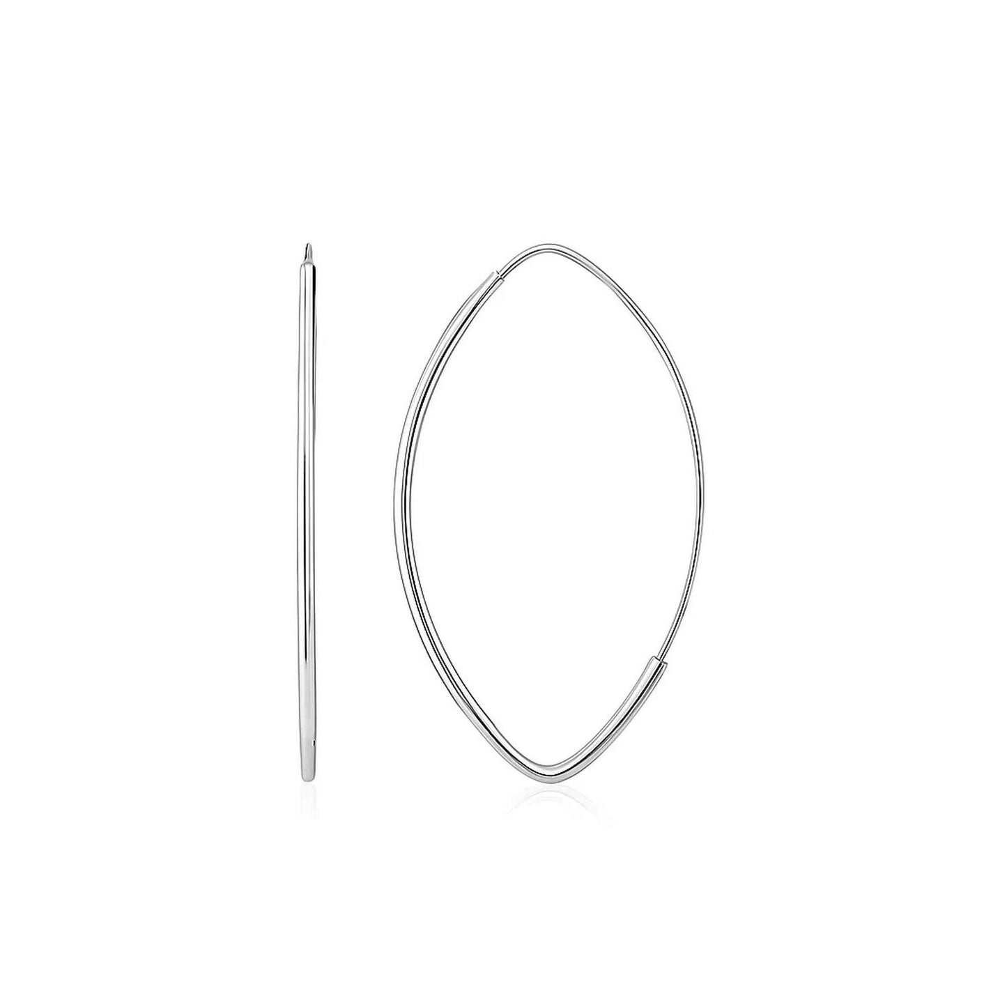 14k White Gold Polished Long Marquise Motif Earrings