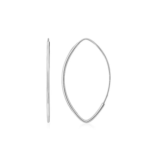 14k White Gold Polished Long Marquise Motif Earrings