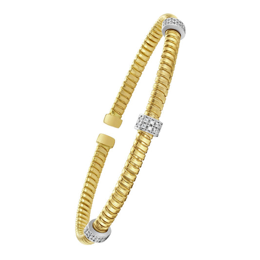 14K Yellow Gold Diamond Triple Station Tubogas Cuff