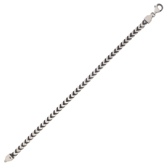 Sterling Silver Gunmetal Finish Franco Link Bracelet (4.60 mm)