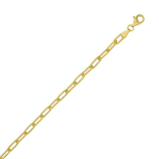 Sterling Silver Yellow Gold Plated Round Link Paperclip Chain (5.20 mm)