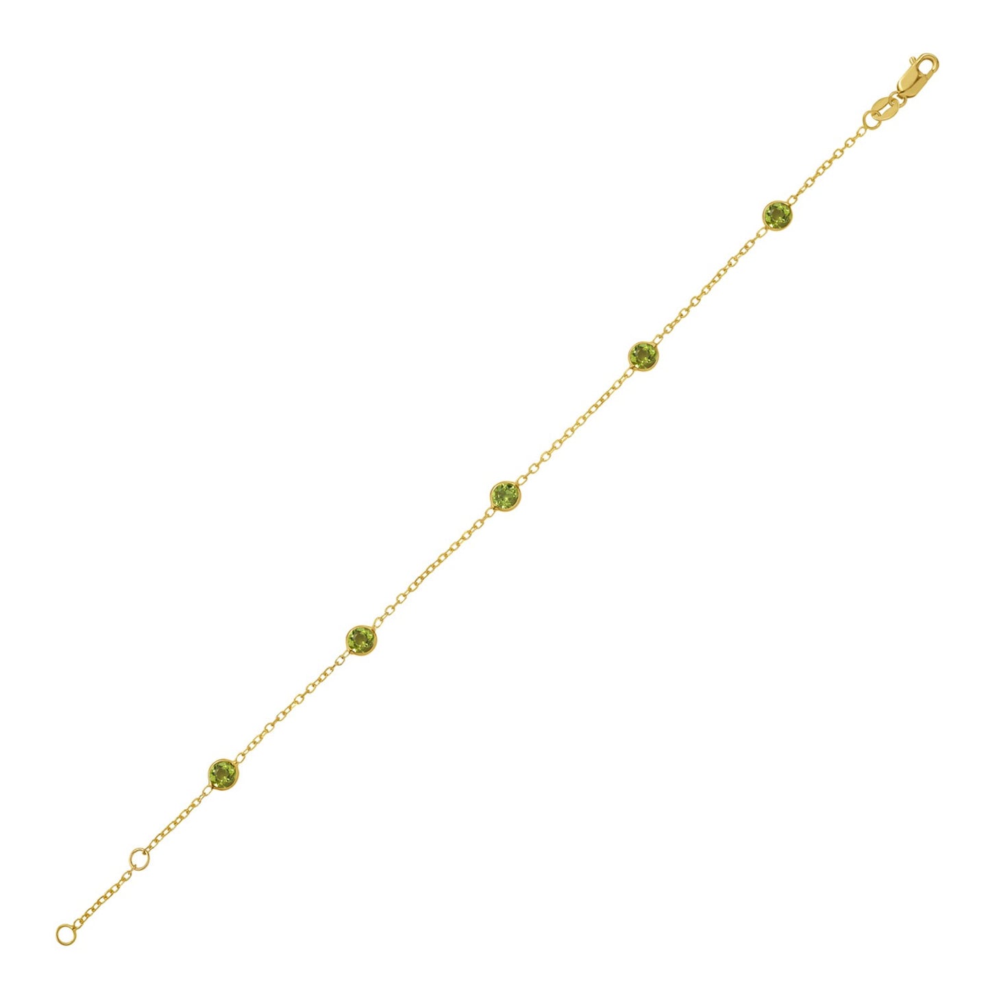 14K Yellow Gold Peridot Station Bracelet