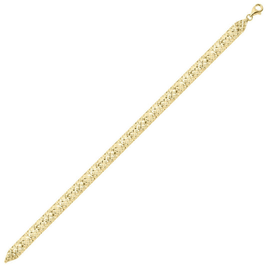 10K Yellow Gold Diamond Cut Square Link Bracelet