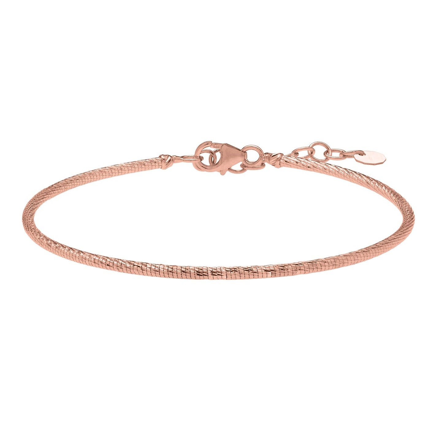 14K Rose Gold Diamond Cut Stack Bangle Bracelet (1.80 mm)