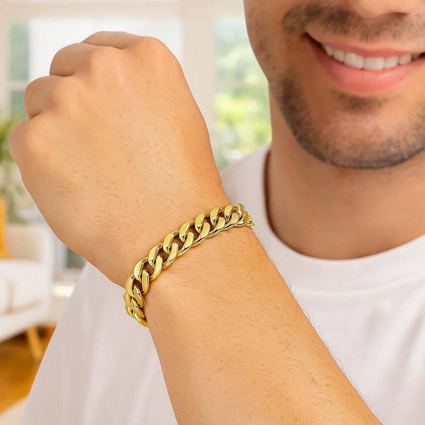 14k Yellow Gold Polished Curb Chain Bracelet (11.50 mm)