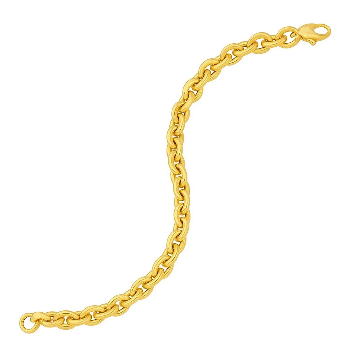 14K Yellow Gold Mirror Rolo Link Chain Bracelet (7.30 mm)