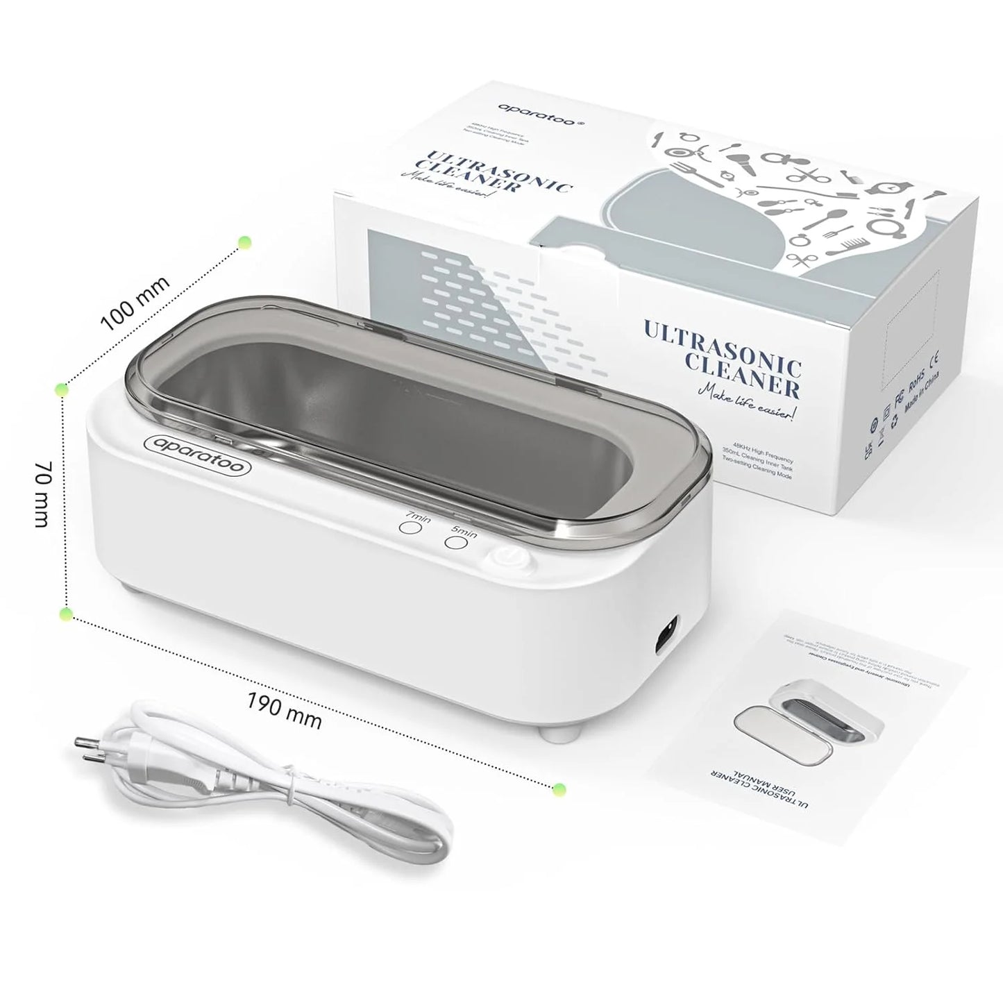 Ultrasonic Jewelry Cleaner, 12Oz 48Khz Professional Ultrasonic Cleaning Machine for Jewelry Eyeglasses Watches Rings