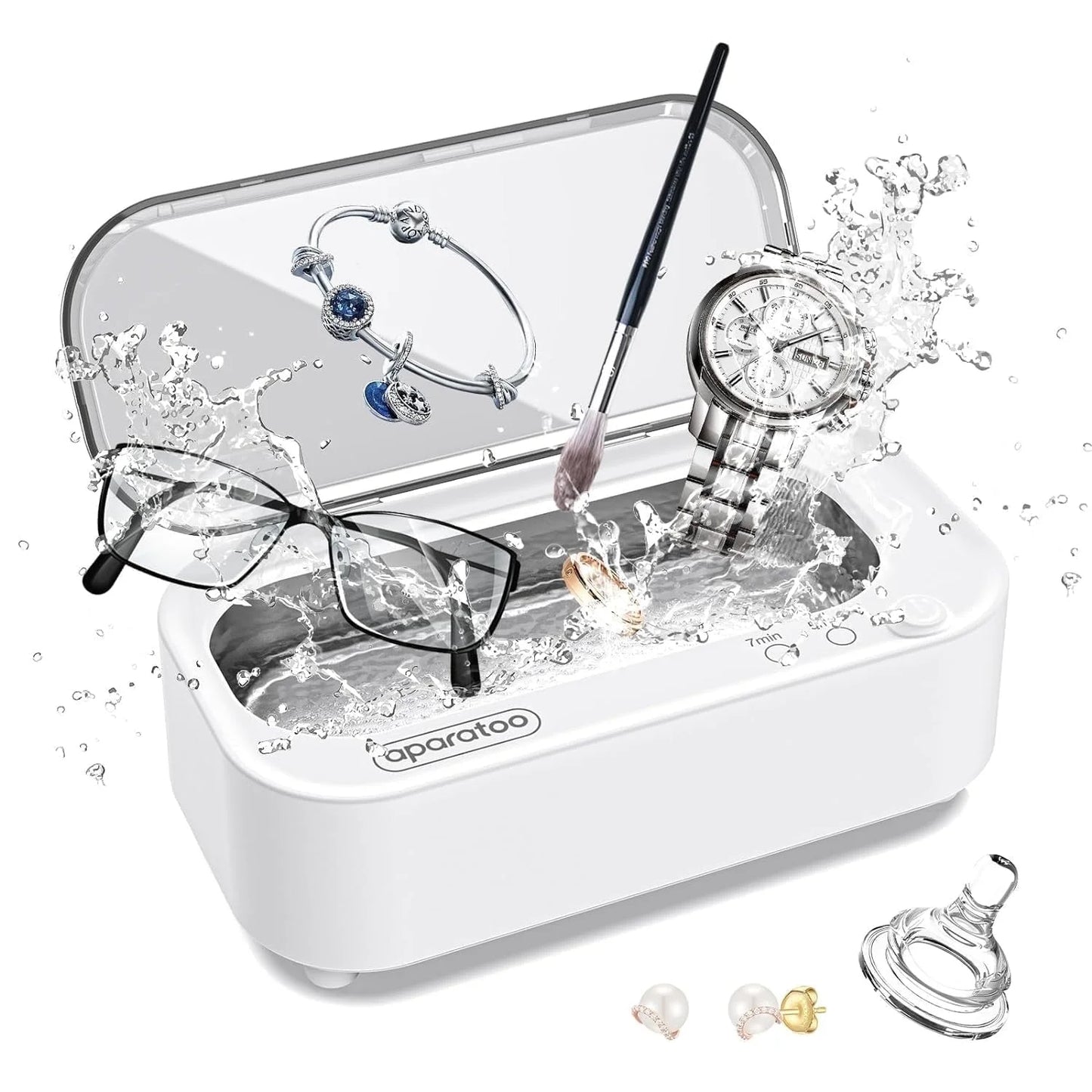 Ultrasonic Jewelry Cleaner, 12Oz 48Khz Professional Ultrasonic Cleaning Machine for Jewelry Eyeglasses Watches Rings