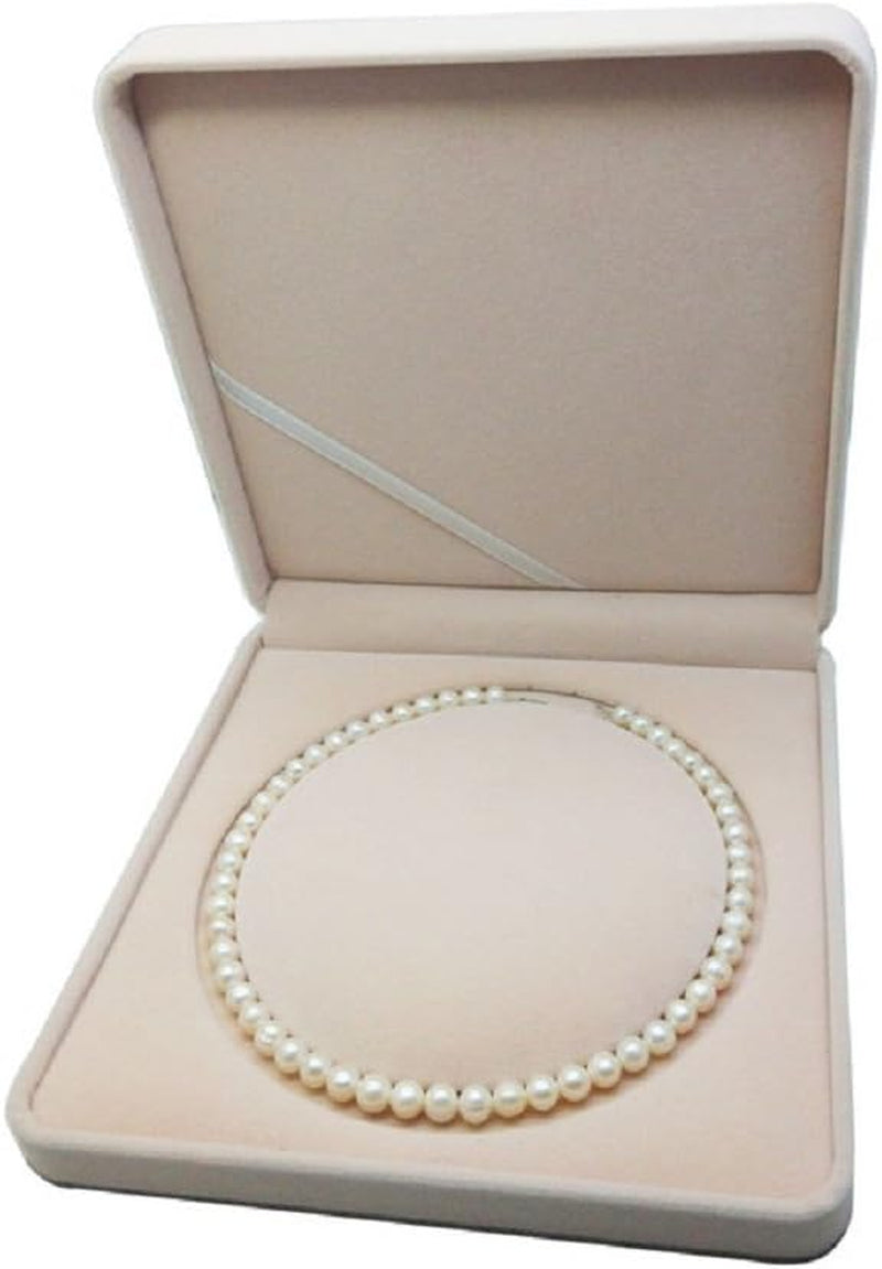 Jewelry Set Velvet Box Necklace Earring Ring Necklace Bracelet Gift Display Case Wedding Jewelry Storage Holder (Beige for Pearl Necklace)