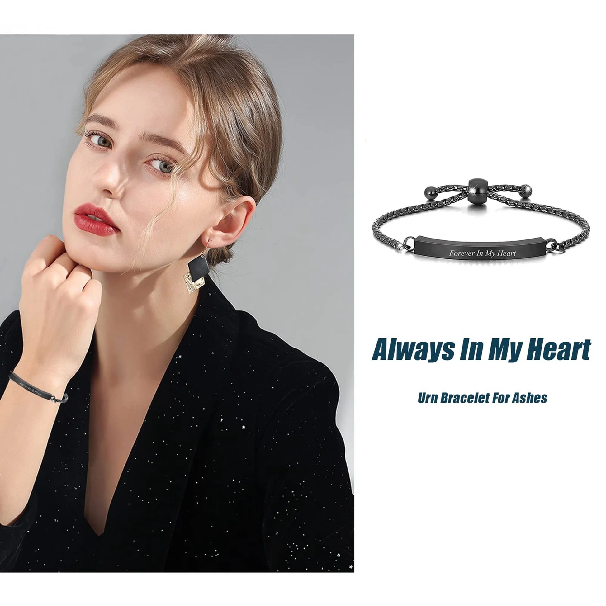 Cremation Bracelet for Ashes Stainless Steel Urn Bangles for Ashes Memorial Keepsake Cremation Memorial Urn Bracelet - Adjustable,Free Fill Kit