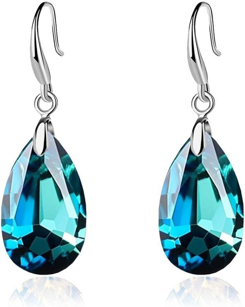 Austrian Crystal Teardrop Dangle Hook Earrings for Women 14K Gold Plated Hypoallergenic Jewelry