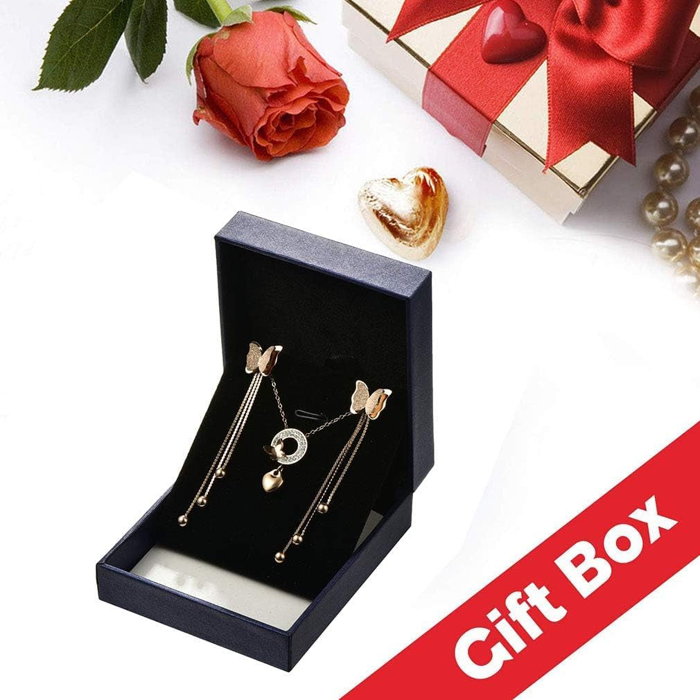 Stainless Steel Butterfly Necklace Earrings Set for Women 14K Gold Plated Hypoallergenic Jewelry Sets