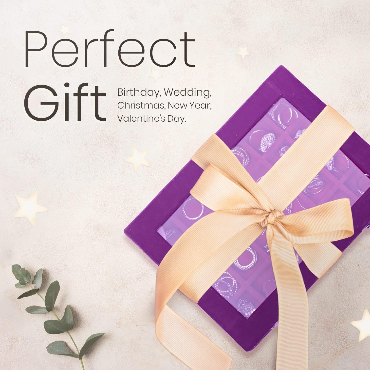 Velvet Earring Jewelry Box - 24 Grid Small Jewelry Earring Organizer Box with Snap Button - Earring Holder for Girls and Teen, Secure and Travel Friendly (Purple)