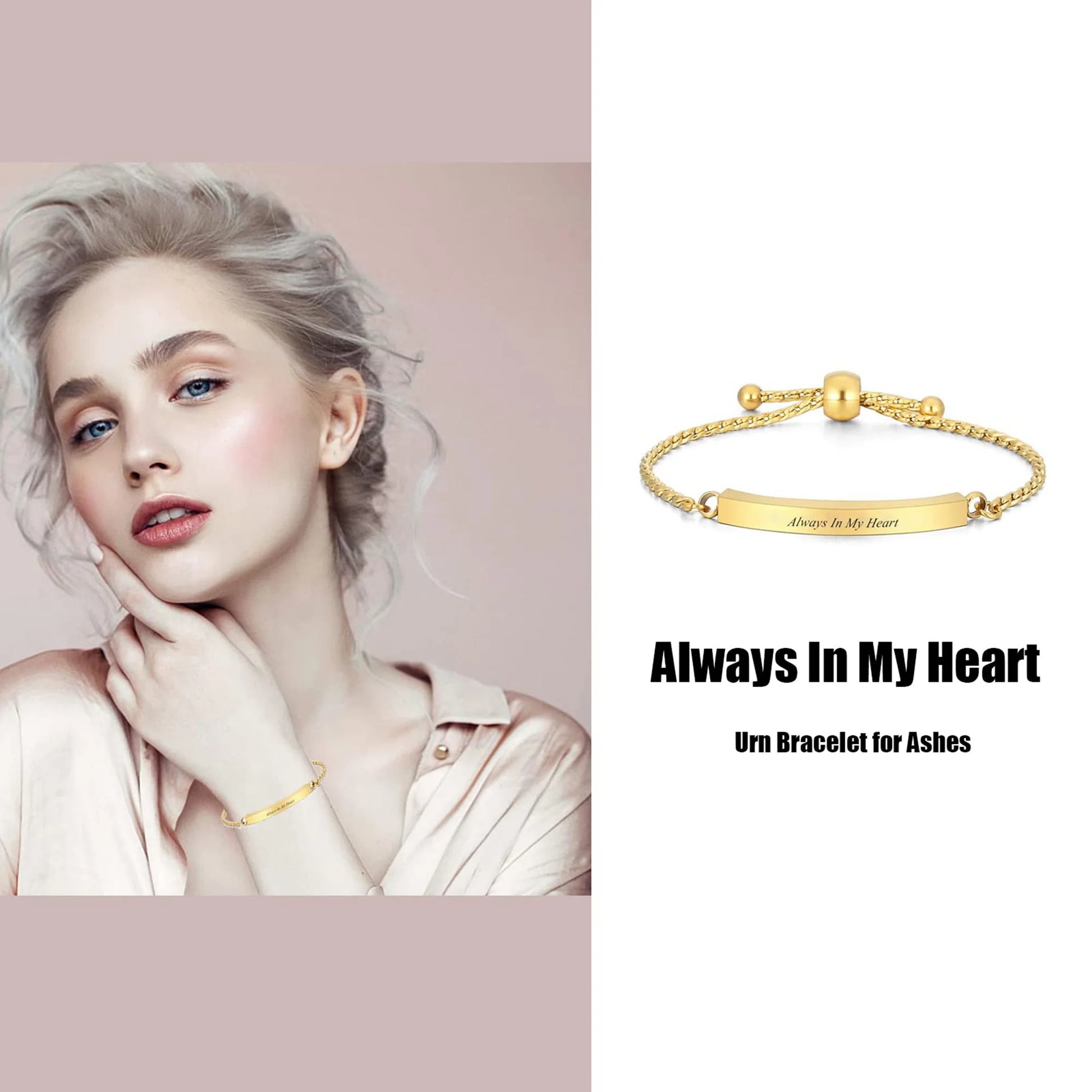 Cremation Bracelet for Ashes Stainless Steel Urn Bangles for Ashes Memorial Keepsake Cremation Memorial Urn Bracelet - Adjustable,Free Fill Kit