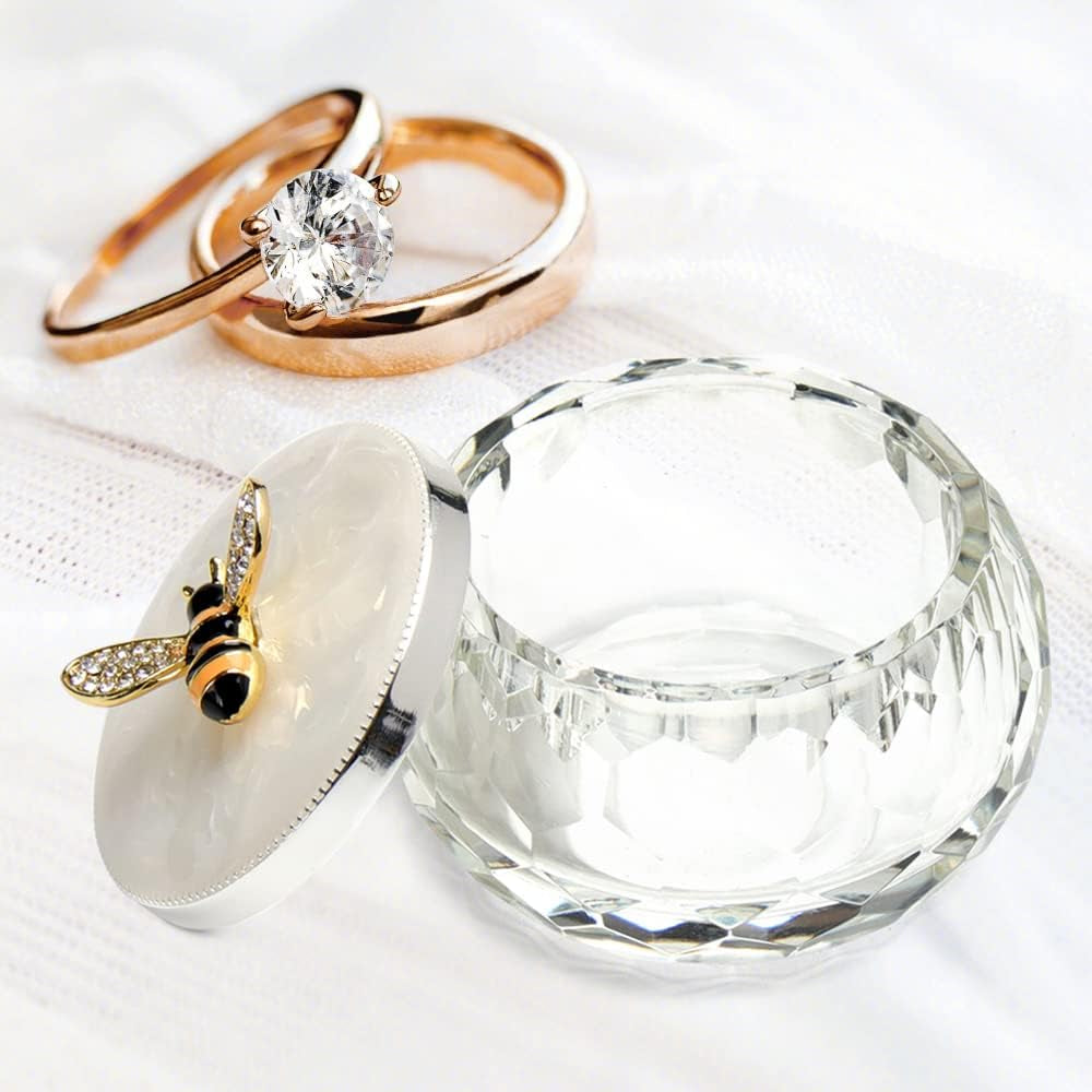 Bee Jewelry Storage Box for Rings Earrings Necklace Treasure Chest Organizer Jewelry Keepsake Gift Box Case for Girl Women Mother'S Day Gifts (Bee W/Crystal Box, Silver Plate)